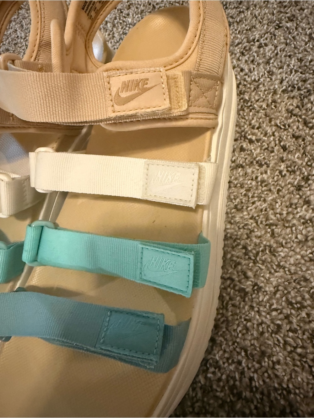 Nike Women's Multi-Color Beige and Aqua Strap Sandals - Picture 8 of 8